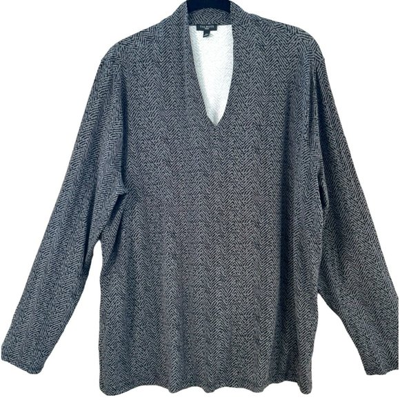 Talbots Women's Plus Size Black Gray Zebra Print Knit Top Size 2X Long Sleeve - Picture 1 of 4